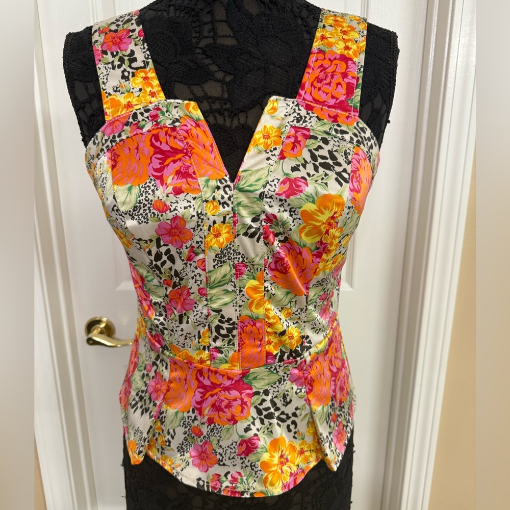Floral Peplum Satin Women's Top